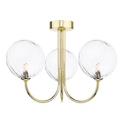 Jared Polished Gold And Ribbed Glass 3 Light Semi Flush JAR0335-22