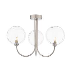 Jared 3 Arm Clear Dimpled Glass Semi Flush Fitting  