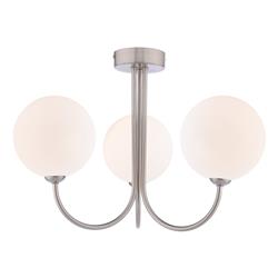 Jared Three Light Satin Nickel And Opal Glass Semi Flush Fitting Jar0338-23