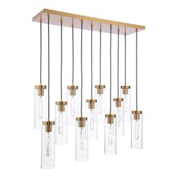 Jodelle Bronze And Clear Ribbed Glass 11 Light Linear Pendant JOD4863