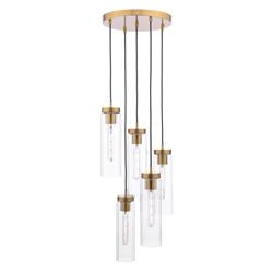 Jodelle Bronze And Clear Ribbed Glass 5 Light Pendant JOD0563