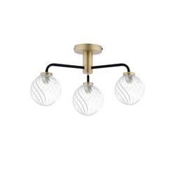 Lainey 3 Light Antique Brass And Matt Black Semi-Flush Ceiling Fitting LAI5354-03