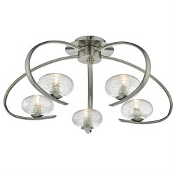 Leighton Five Light Semi Flush Ceiling Light Satin Chrome LEI5446