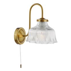 Maude Natural Brass And Clear Ribbed Glass Single Wall Light MAU0742