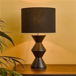 Max Matt Black Ceramic Stacked Table Lamp & Black Shade MAX4222