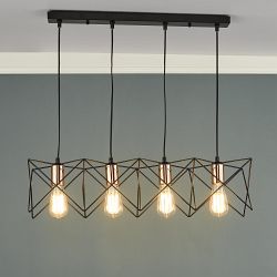 Midi Four Light Black And Copper Bar Pendant MID0422