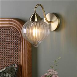 Mya Antique Brass Single Clear Glass Wall Light MYA0775