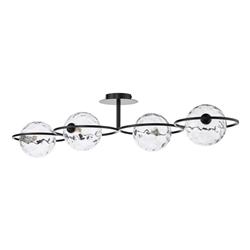 Olympus 4 Light Matt Black And Globe Glass Semi Flush Fitting