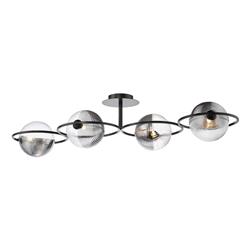 Olympus 4 Light Matt Black And Globe Glass Semi Flush Fitting