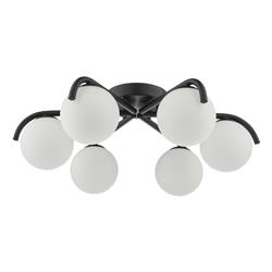 Orlena Matt Black And Opal Glass 6 Light Semi Flush Fitting ORL6422