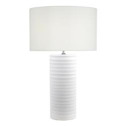 Pasha White Ribbed Hand Thrown Table Lamp And White Shade PAS422+PYR14