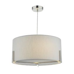 Santino Satin Chrome And Grey Shade Ceiling Pendant SAN0339