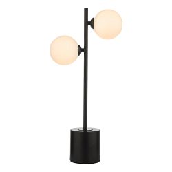 Spiral Matt Black And Globe Glass Dual Table Lamp