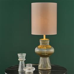 Suelita Ribbed Glass And Cylinder Shade Table Lamp