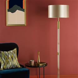 Sylvester Antique Brass And Taupe Cylinder Shade Floor Lamp SYL4975+LYR1629