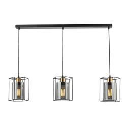 Tatum 3 Light Matt Black And Smoked Glass Bar Pendant Fitting TAT0322