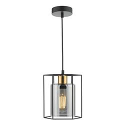 Tatum Matt Black And Smoked Glass Single Pendant Fitting TAT0122