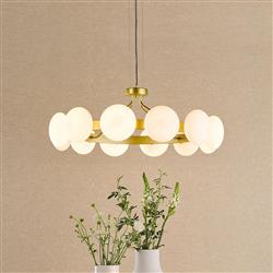 Tauri Matt Gold And Opal Glass 12 Light Pendant Fitting TAU1235