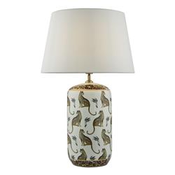 Tigris White Ceramic And Leopard Printed Table Lamp TIG422+CEZ182