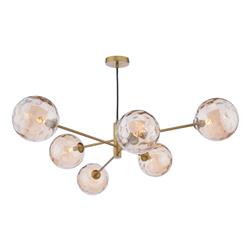 Vignette 6 Light Aged Brass With Globe Glass Shades Pendant