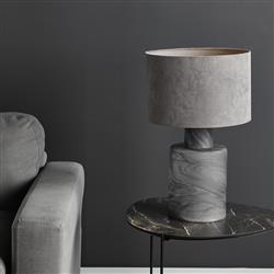 Wanda Grey Marbled Glass Table And Grey Velvet Shade WAN4210