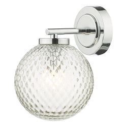 Wayne IP44 Bathroom Single Diamond Texture Glass Wall Light