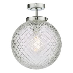 Wayne IP44 Diamond Textured Glass Bathroom Ceiling Light