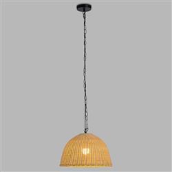 Cortic Light Wood Ratten And Black Ceiling Pendant DE-0213-NAT