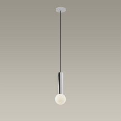 Mist Steel & Opal Glass Slim Ceiling Pendant Fitting