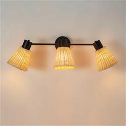 Nature Adjustable Rattan and Black Triple Wall Or Ceiling Light DE-0221-NAT