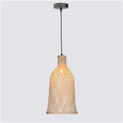 Riba 210mm Black And Wood Ceiling Pendant DE-0023-NEG