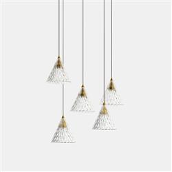 Veneto Five Light LED Polished Brass Ceiling Pendant