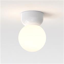 Lyra IP44 140 Small Gloss Glazed White Bathroom Ceiling Fitting 1472003