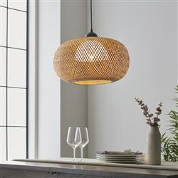 Bali Natural Bamboo & Black Ceiling Pendant Light 101572