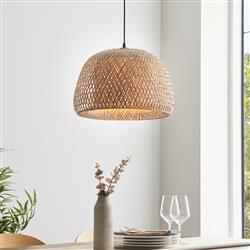 Bali Natural Bamboo And Black Dome Ceiling Pendant 101574