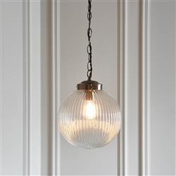 Brydon 1 Light Antique Brass Small Glass Pendant 71123