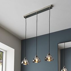 Caspa 3 Bar Pendant Bright Nickel & Mirrored Glass 100047