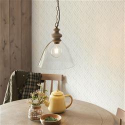 Cotswold Natural Ash Wood And Brushed Aged Brass Plate Pendant 110825