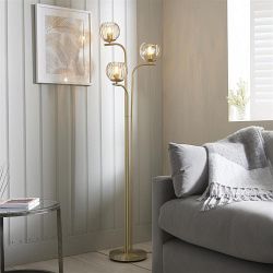 Dimple Brushed Brass 3 Light Floor Lamp 91974