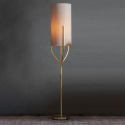 Fraser Satin Brass Floor Lamp with Natural Shade 95466