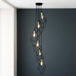 Jaxon Six Light Black and Gold Effect Ceiling Cluster Pendant 98151