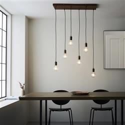 Stellan Six Light Oak And Anthracite Ceiling Pendant 101684