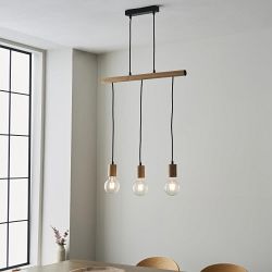 Sven Black & Natural Rubberwood 3 Bar Pendant 101678