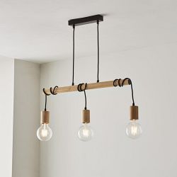 Sven Black & Natural Rubberwood 3 Bar Pendant 101678