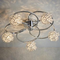 Talia 5 Lamp Semi Flush Crystal Ceiling Light 76595