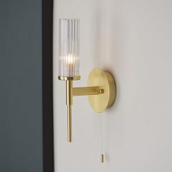 Talo Single IP44 Bathroom Satin Brass Wall Light 96163