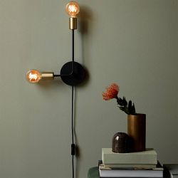 Josefine Plug-in Black And Brass Double Wall Light 48941003