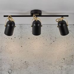 Lotus Black And Brass Triple Spotlight 50120103