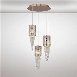 Camden Rose Gold 3 Light Round Pendant IL31626