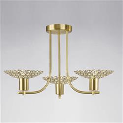 Ellen Satin Brass Three Light Multi Arm IL20601